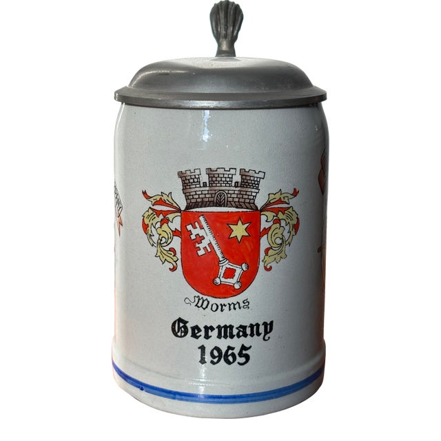 1965 Beer Stein Us Army 594th Transport Germany Lidded Cold War For Sale