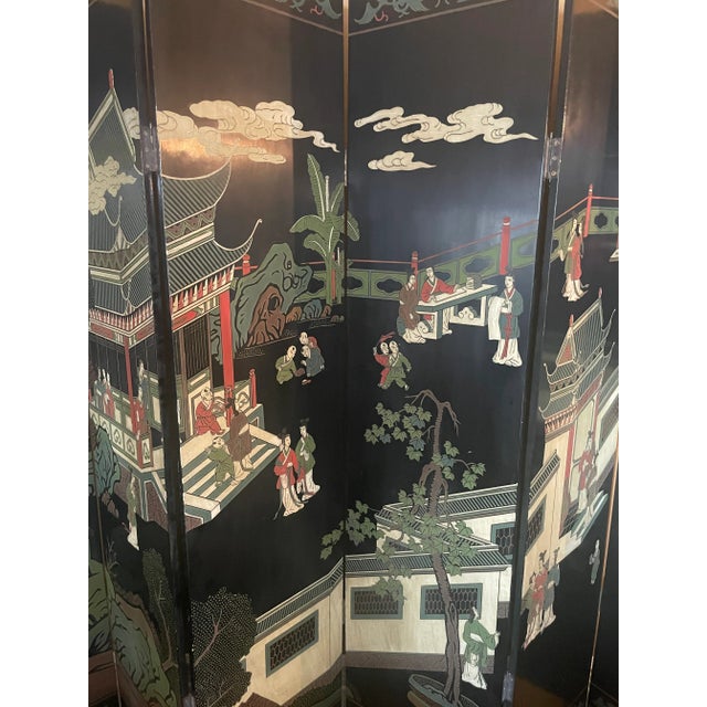 Antique Chinoiserie Floor Screen / Dividers For Sale - Image 4 of 6