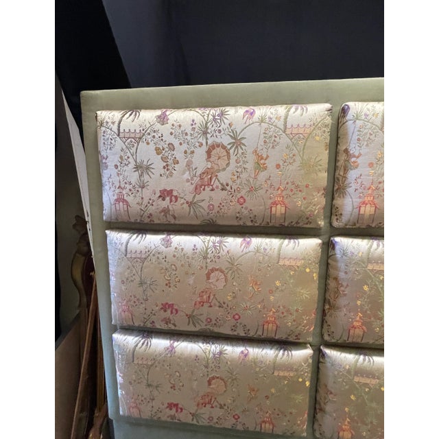 Mid-Century Modern 1970s Upholstered Green Queen Size Headboard For Sale - Image 3 of 9