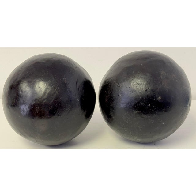 Black Pair of Modern Artisan Bronze Garden 8" Balls/Spheres, Late 20th Century For Sale - Image 8 of 18