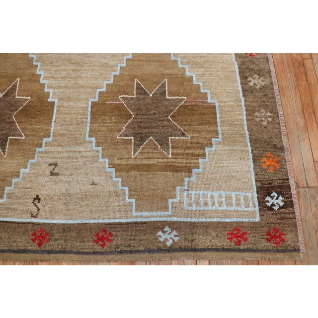 Contemporary Mid 20th Century Masculine Turkish Room Size Camel Ground Rug - 7'4" x 11'8" For Sale - Image 3 of 6