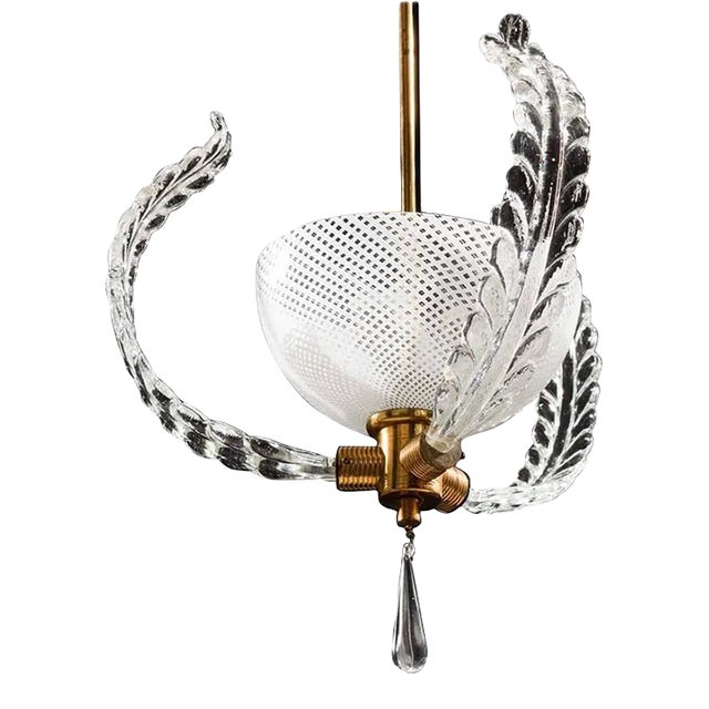 Murano Reticello Chandelier by Ercole Barovier, 1950s For Sale