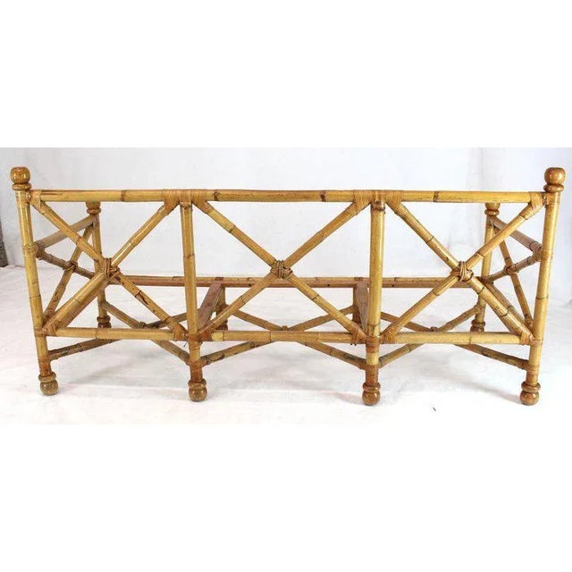 1970s Vintage Heavy Gage Thick Bamboo and Leather X-Base Sofa Frame For Sale - Image 4 of 12