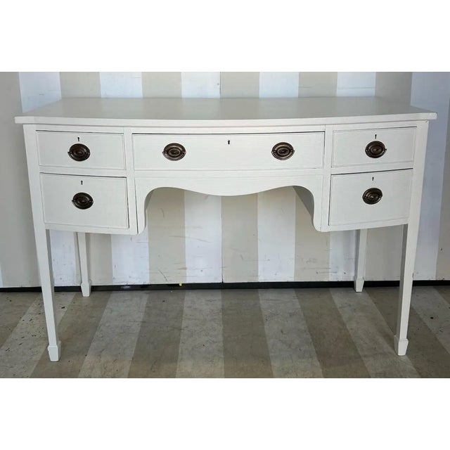 Petite 19th century English mahogany sideboard in hand painted sand burlap finish by The Fabulous Things
