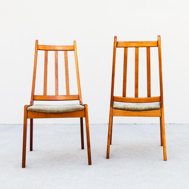 Vintage Danish Modern Mid Century Teak Slat Back Dining Chairs For Sale - Image 10 of 15