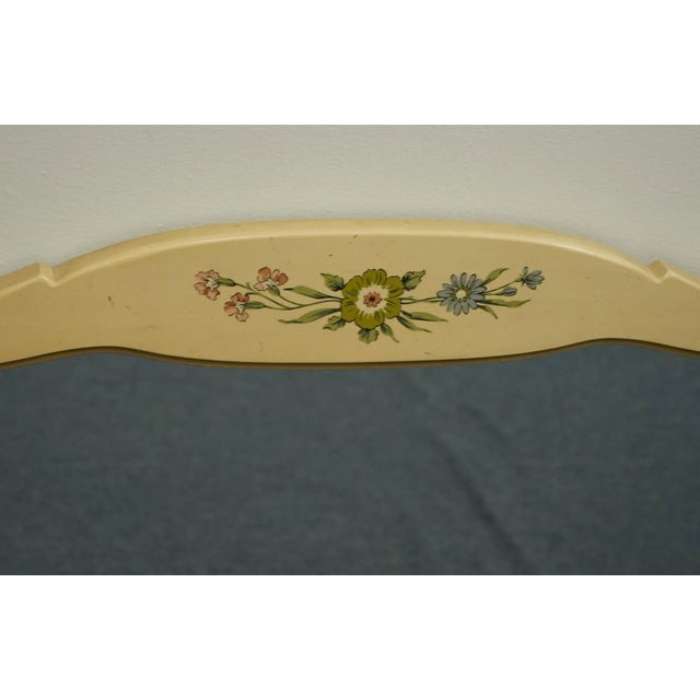 Henredon Henredon Furniture Country French Antique White Painted 46" Dresser / Wall Mirror W. Painted Floral Details 1400 For Sale - Image 4 of 7