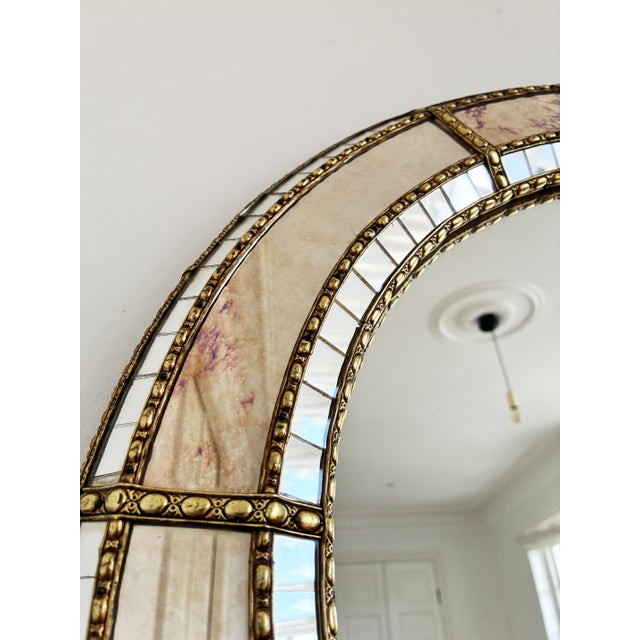 Brass Large Vintage Spanish Venetian-Style Wall Mirror, Brass, 1980s Hollywood Regency For Sale - Image 8 of 12