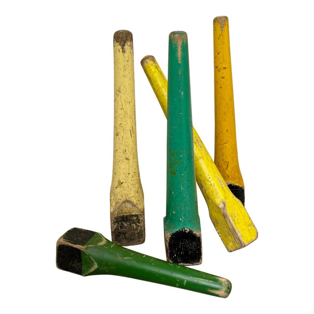 Mid-Century Colorful Vintage Wooden English Playground Games Markers- A Set of 5 For Sale