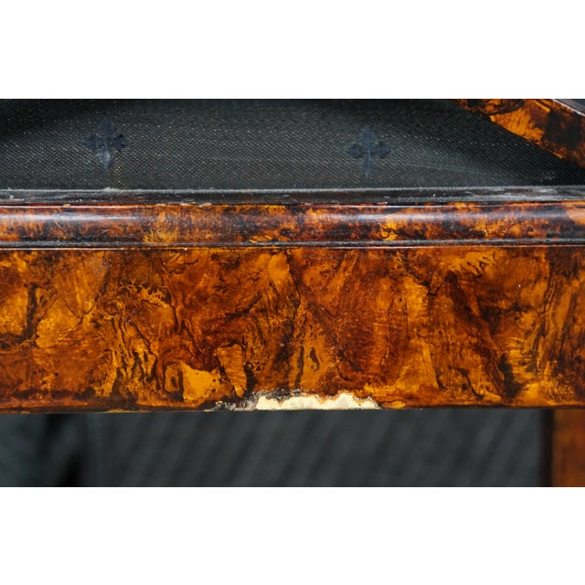 Vintage Chinese Chippendale Faux Tortoise Shell Pierced Trellis Bench Arm Chair For Sale - Image 18 of 18
