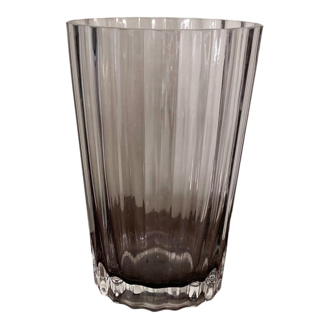 Vera Wang Modern Gray Ribbed Oval Glass Vase Chairish