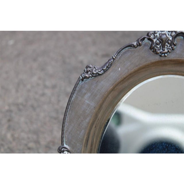 Oval Table Mirror with 800 Silver Frame, 1950 For Sale - Image 4 of 6