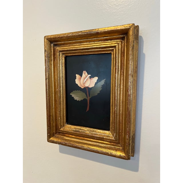 Traditional Vintage G. Ugolini Italian Pietra Dura Miniature Flower Botanical Gilt Frame For Sale - Image 3 of 7