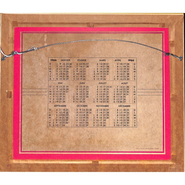 Fabulous original "Shocking Schiaparelli" 1966 calendar by Vertes!~ Art: 11 1/8" x 9 3/4" Frame: 13" x 11 1/8"