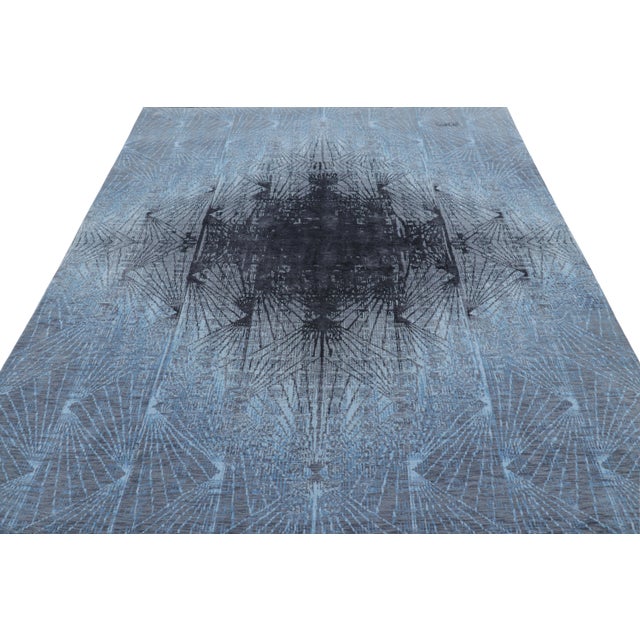 2010s Rug & Kilim’s Contemporary Geometric Rug in Blue and Gray “Abstract Medallion” For Sale - Image 5 of 8
