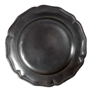 Vintage Continental Pewter Wavy Edge Reeded Plate