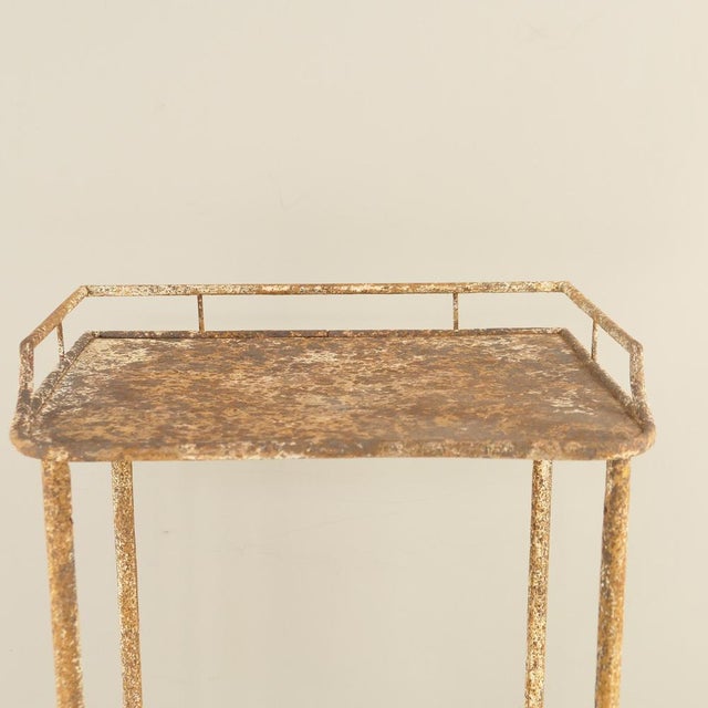 Metal Shabby Chic Wrought Iron Plant Stand and Shelf, France, 1910s For Sale - Image 7 of 10
