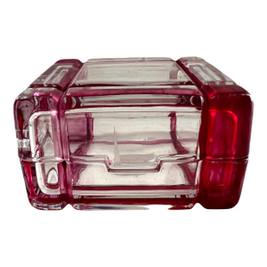 Vintage Murano Art Deco Style Ruby Flash Glass Trinket Box or Catchall