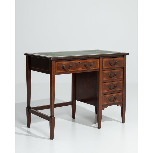 19th Century France Edwardian Brown Wood Writing Desk For Sale - Image 11 of 11