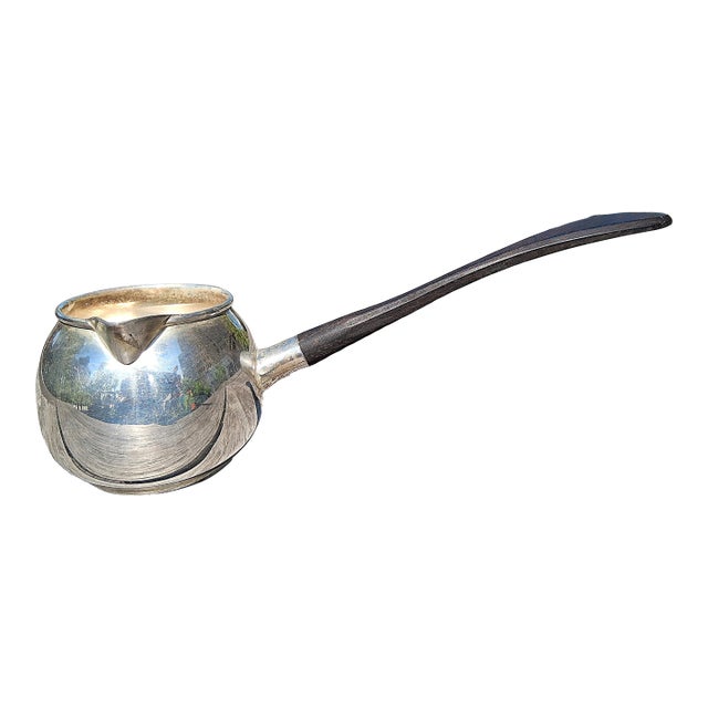 1930s Silverplate Brandy Sauce Warmer With Rosewood Handle For Sale