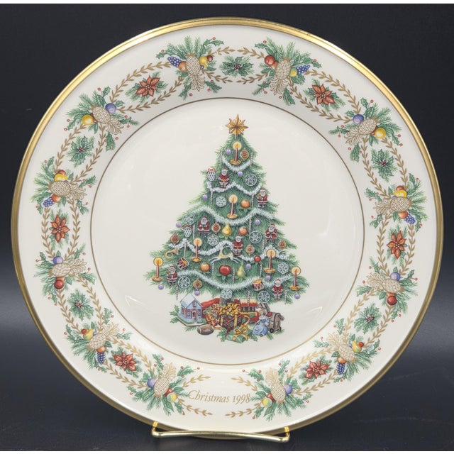 1990s Vintage Lenox 1998 Numbered Christmas Trees Around the World Plate With Original Box For Sale - Image 5 of 18