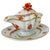 Herend Herend Chinese Bouquet Rust Gravy Boat With Attached Plate & Lid and Rose Finial For Sale - Image 4 of 14