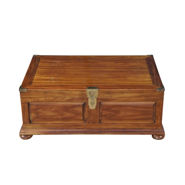 Campaign 20th Century British Colonial Campaign Style Cherry Coffee Table Blanket Chest For Sale - Image 3 of 13