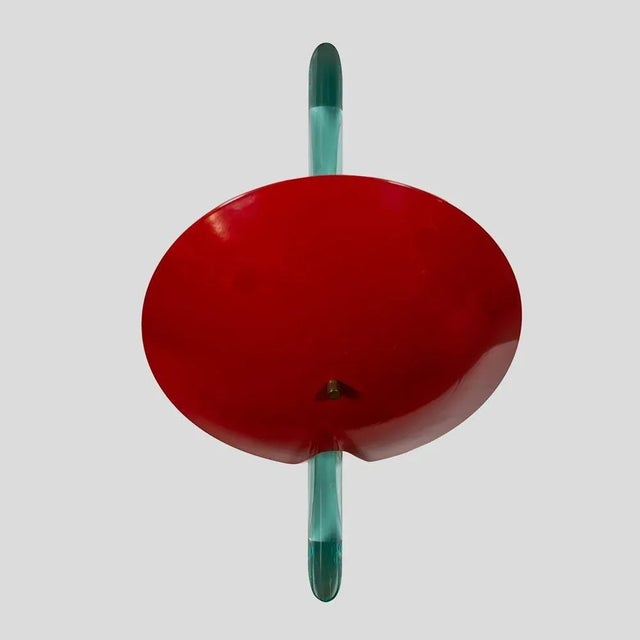 Red Colour and Brass Wall Lights by Roberto Giulio Rida, Set of 2 For Sale - Image 6 of 7