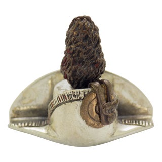 Vintage Italian Handmade Silver Carabinieri Police Hat Figurine from Saturno, Tuscany, 1980s For Sale