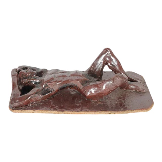 Figure at Rest 2001 Clay Sculpture in Brown For Sale
