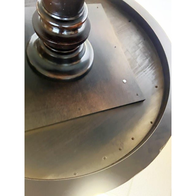 Vintage Neoclassical Style Round Pedestal Table With Brass Medallion Accents For Sale - Image 4 of 17