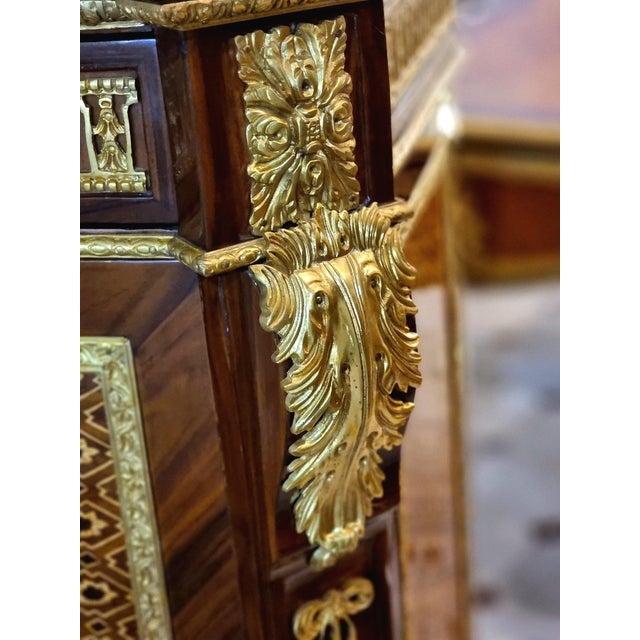 French Grand French Louis XVI Style Cabinet – Rich Wood Finish With Gold Leaf & Ornate Bronze Details For Sale - Image 3 of 4