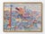 This vintage Paris wall art print features the Eiffel Tower, the Seine, and a French cityscape in soft blue, salmon pink,...
