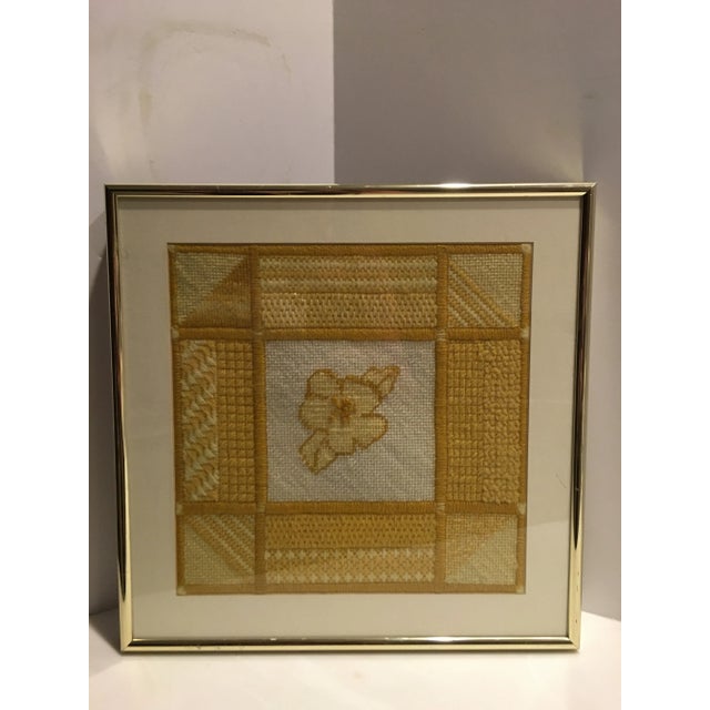 Vintage Yellow Needlepoint Sampler, Framed For Sale In Detroit - Image 6 of 7