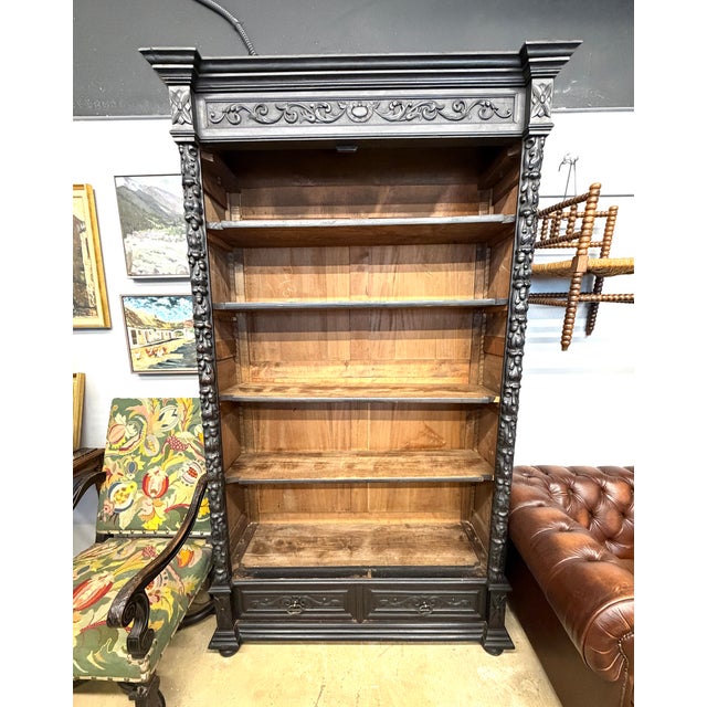 19th C French Napoleon III Ebonized Cabinet Showcase For Sale - Image 4 of 5