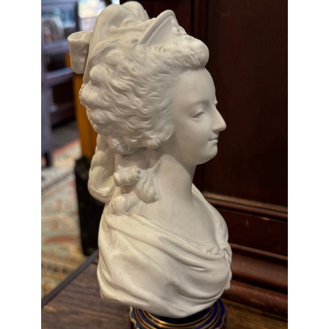 Antique Bisque Porcelain Sevres Style Bust: Marie Antoinette For Sale - Image 9 of 12