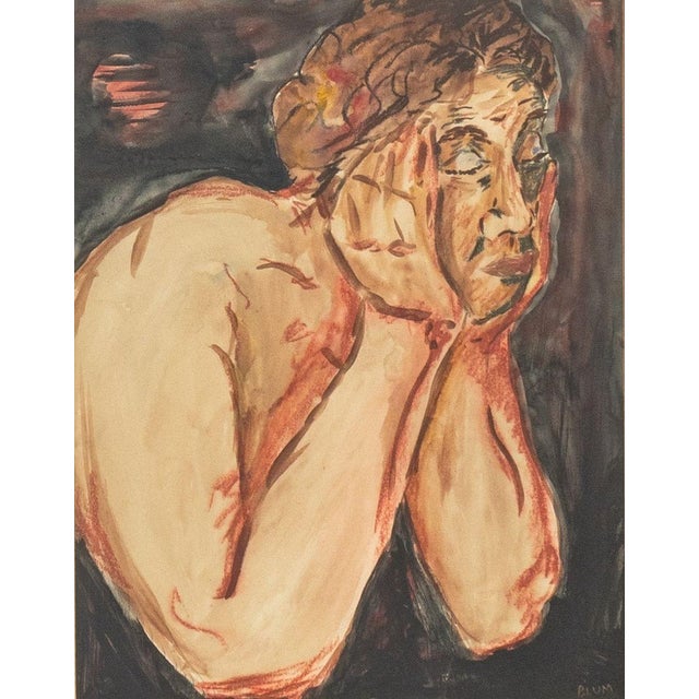 Charles Blum (New York, 1925-1998), Portrait of a Man, Mixed Media on Paper, watercolor and pencil, signed lower right,...