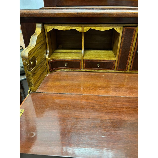 Brown Bookcase with Mahogany Secretaire, 1940s For Sale - Image 8 of 13