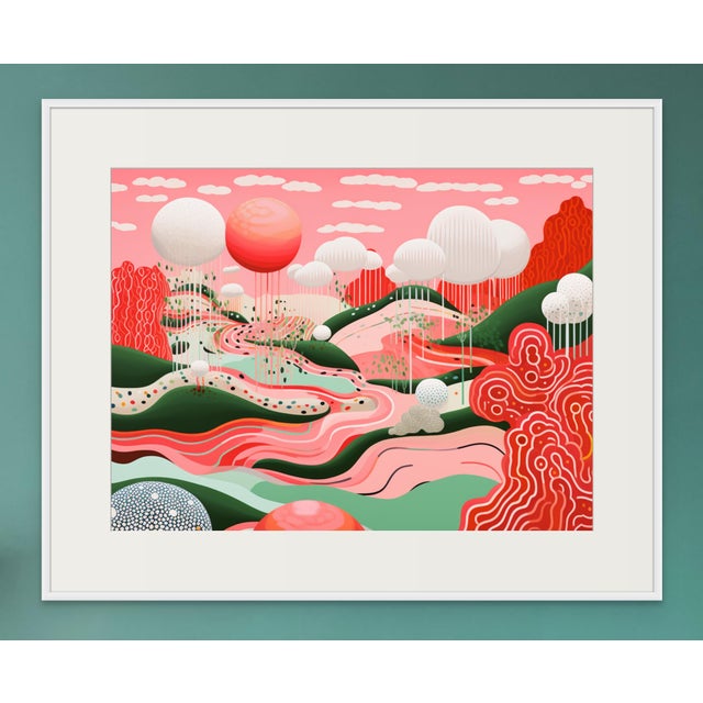 Contemporary 32" X 24" Contemporary 'Landscape' in the Style of Yayoi Kusama - Limited Edition Fine Art Print, Unframed For Sale - Image 3 of 6