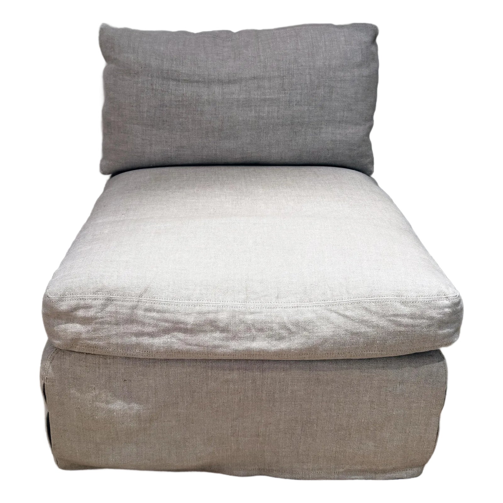 Housse Classic Slipcover Pour Fauteuil RH Cloud – Lin Belge Lavé Blanc – Design Modulaire Sans Accoudoirs
