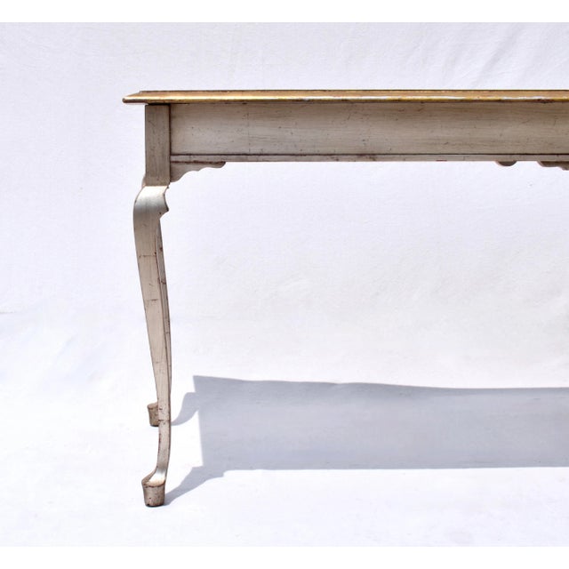 Vintage Gilt Console Table Hollywood Regency Style, Antiqued Silver and Gold For Sale In Philadelphia - Image 6 of 10