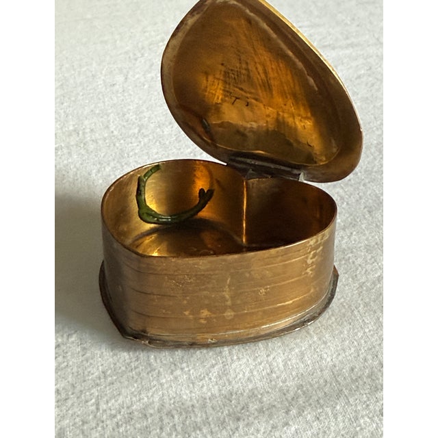 Brass Vintage Brass Heart Hinged Keepsake Box For Sale - Image 8 of 12