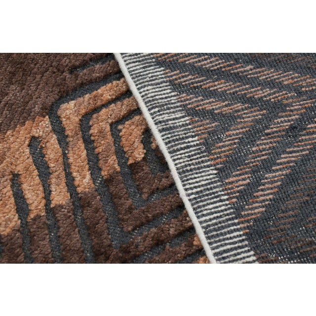 Textile Rug & Kilim’s Modern Rug With Brown Geometric Patterns in High-Low Texture For Sale - Image 7 of 7