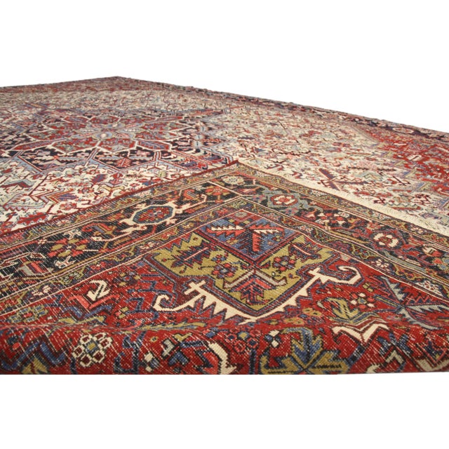 Early 20th Century Antique Persian Heriz Rug - 11'05 x 19'00 For Sale - Image 5 of 7