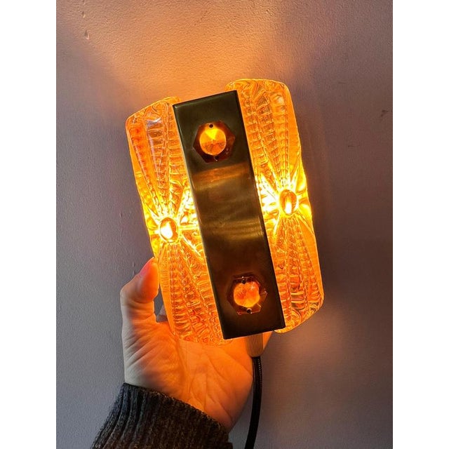 Glass and Brass Wall Lamp from Vitrika For Sale - Image 10 of 10