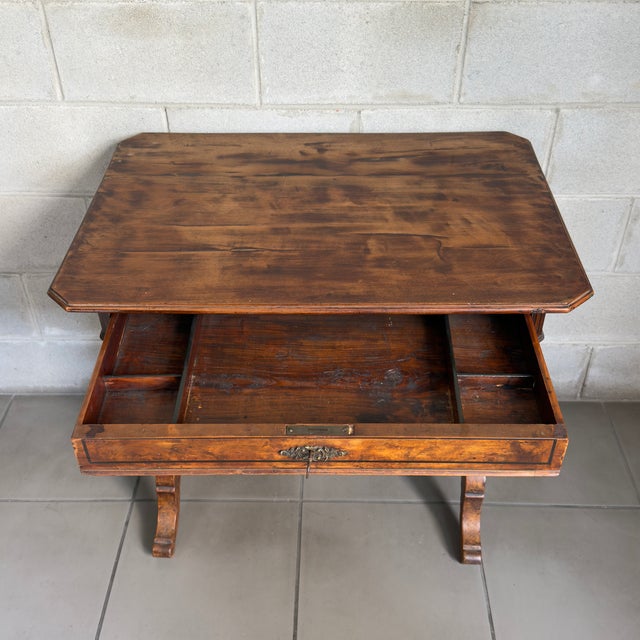 Antique Wooden Desk Table with Drawer Compartments from Artigianato Italiano For Sale - Image 6 of 12