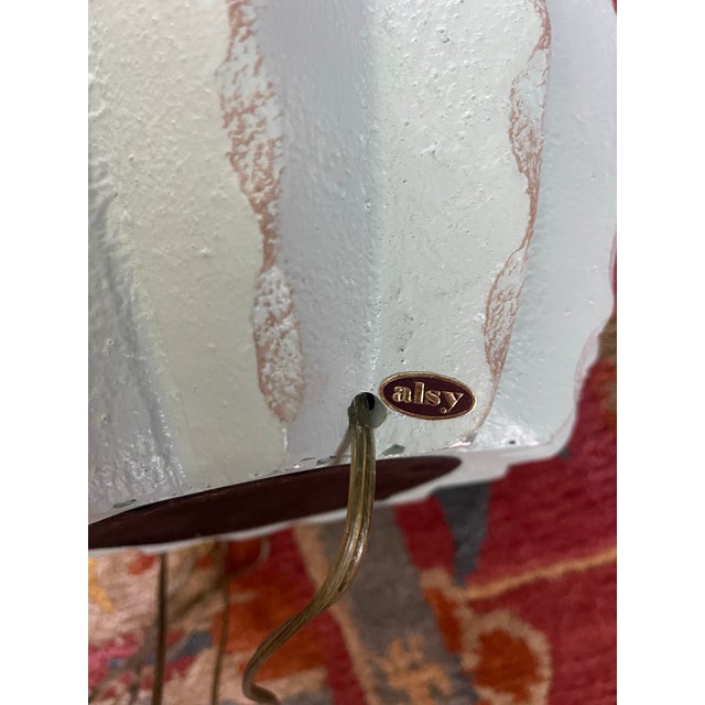 Sculpture Materials Postmodern Sculptural Ribbed Cactus Form Celadon Plaster Table Lamps by Alsy 19.5” - A Pair For Sale - Image 7 of 11