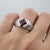 Square-Cut Garnet Architectural Silver Cocktail Ring. Contemporary Garnet and Silver Designer Ring. A bold statement ring...