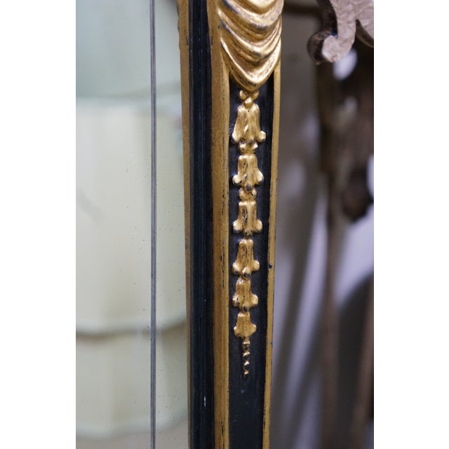Wood Antique Egyptian Revival Black & Gold Etched Arched Vanity Mirror Venetian 40" For Sale - Image 7 of 16
