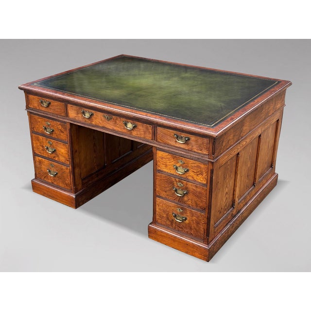 Pitch Pine Partners Desk, 1880s For Sale - Image 12 of 12