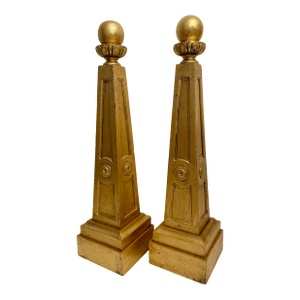 Pair of Carved Italian Giltwood Obelisks